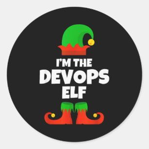 Pegatina Redonda Soy La Familia De Elfos Devops Pijama Navidad Inge