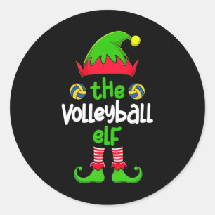 Pegatina Redonda Soy la familia de los Navidades elfos de voleibol