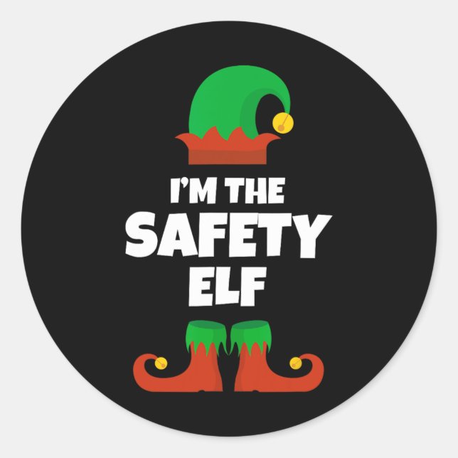 Pegatina Redonda Soy la familia del elfo de la seguridad Navidades  (Anverso)
