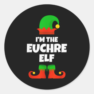 Pegatina Redonda Soy La Familia Elfo de Euchre Pijama Navidad Diver
