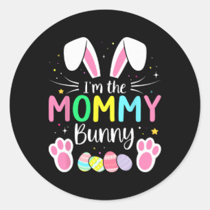 Pegatina Redonda Soy la mamá conejita divertida coincidencia Pascua