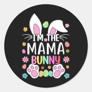 Pegatina Redonda Soy la mamá conejita dulce conejo de Pascua, oreja