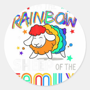 Pegatina Redonda Soy la oveja gay arcoiris del orgullo gay familiar