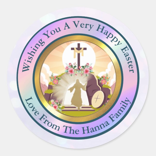 Pegatina Redonda Soy la resurrección y la vida (Anverso)