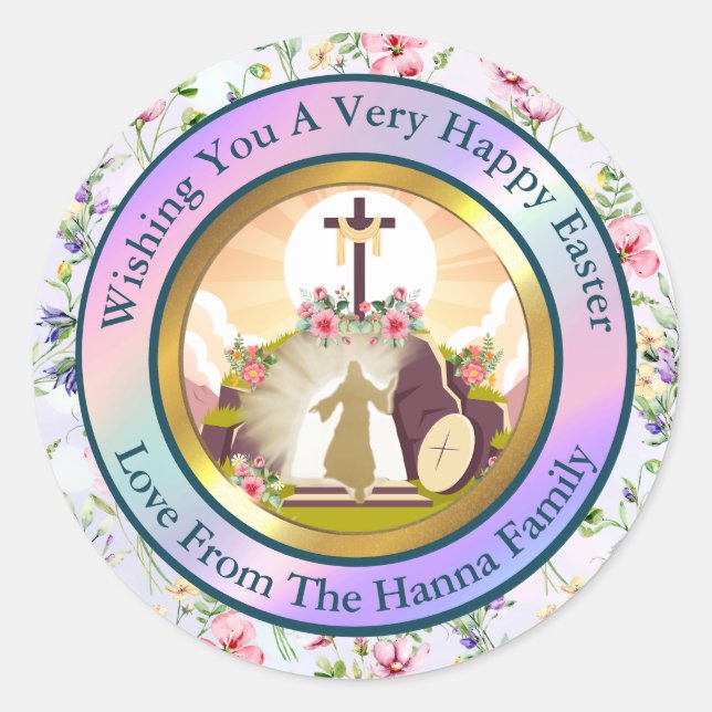 Pegatina Redonda Soy la resurrección y la vida (Anverso)