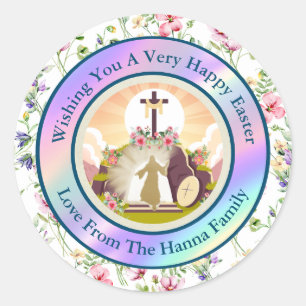 Pegatina Redonda Soy la resurrección y la vida