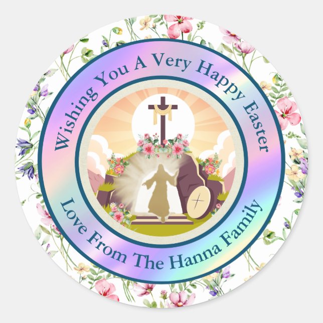 Pegatina Redonda Soy la resurrección y la vida (Anverso)