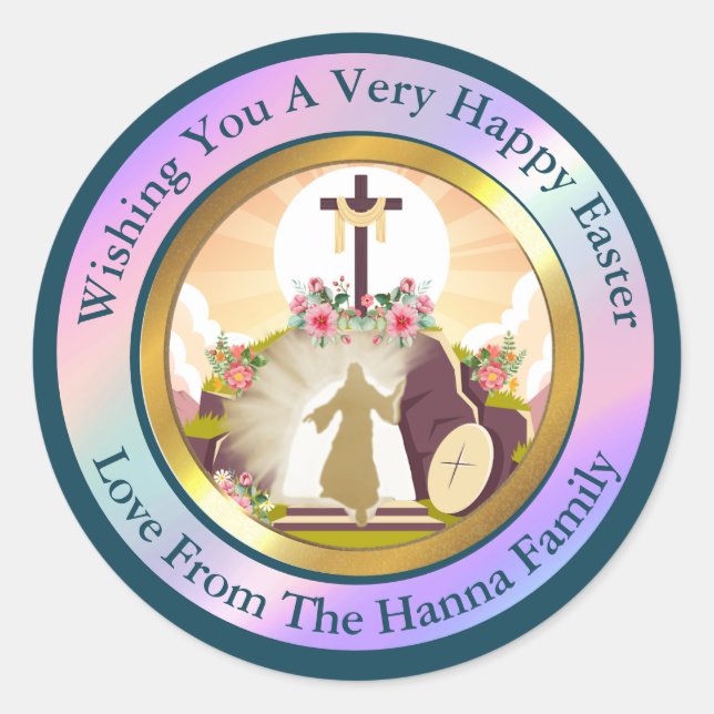 Pegatina Redonda Soy la resurrección y la vida (Anverso)