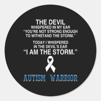 Pegatina Redonda Soy La Tormenta Autismo Guerrero Conciencia Autism