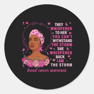 Pegatina Redonda Soy La Tormenta De La Mujer Negra Pink Mama Cancer