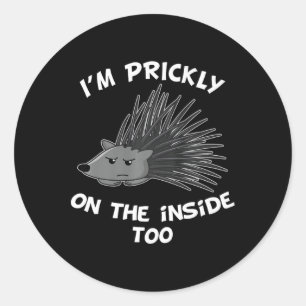 Pegatina Redonda Soy Ly On The Inside Demasiado Porcupine Funny Hed