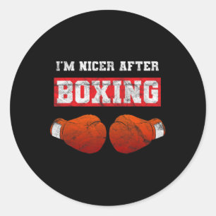 Pegatina Redonda Soy más amable después de boxear boxeador de kickb