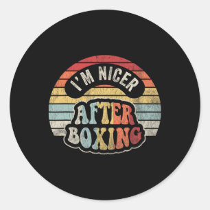 Pegatina Redonda Soy más amable después del Boxing Retro Style