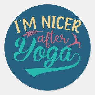 Pegatina Redonda Soy más amable después del yoga meditation no pata