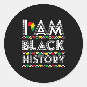 Pegatina Redonda Soy Mes de la Historia Negra África Arte Aborigen