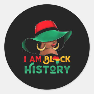 Pegatina Redonda Soy mujer del mes de la historia negra chica afro
