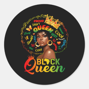 Pegatina Redonda Soy mujer del mes de la historia negra chica afro