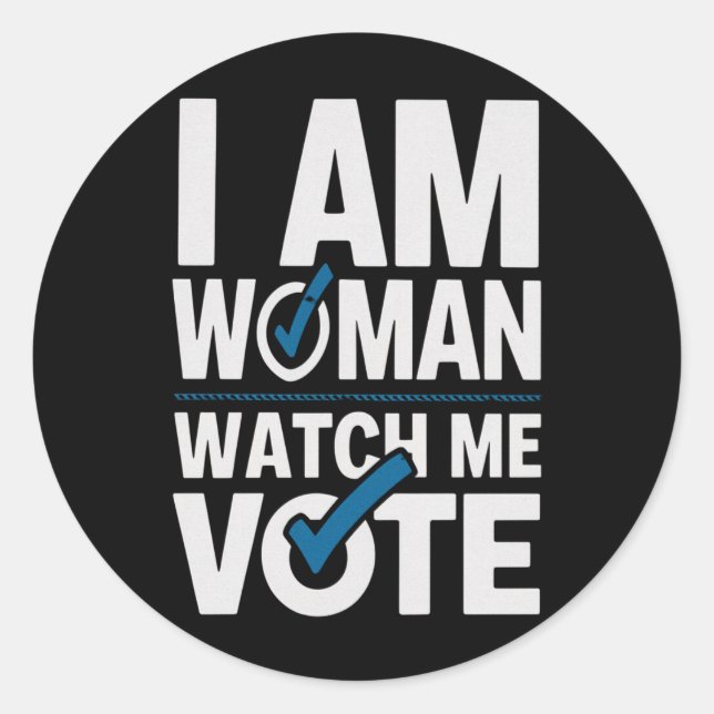 Pegatina Redonda Soy mujer, mírame votar vintage  (Anverso)