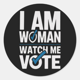 Pegatina Redonda Soy Mujer Observarme Voto