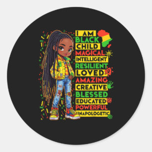 Pegatina Redonda Soy negra en la historia de la infancia mes afroam