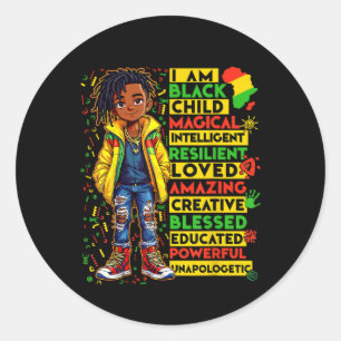 Pegatina Redonda Soy negra en la historia de la infancia mes afroam