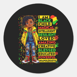 Pegatina Redonda Soy negra en la historia de la infancia mes afroam