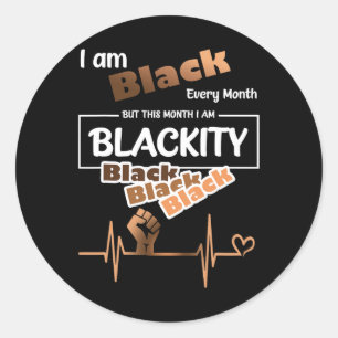 Pegatina Redonda Soy negro cada mes Black History Month Blackit