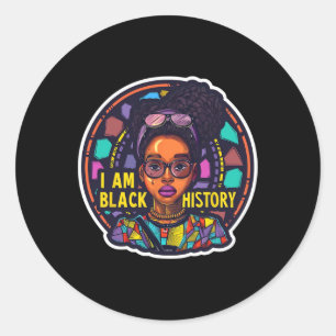 Pegatina Redonda Soy negro mes de la historia Orgullo africano Puño