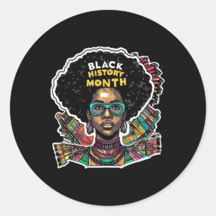 Pegatina Redonda Soy negro mes de la historia Orgullo africano Puño