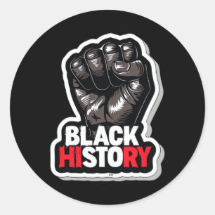 Pegatina Redonda Soy negro mes de la historia Orgullo africano Puño