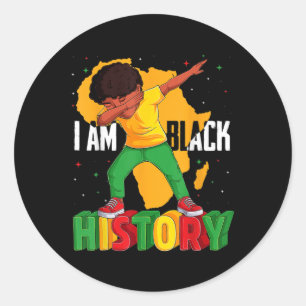 Pegatina Redonda Soy niño de la historia negra haciendo dabbing his