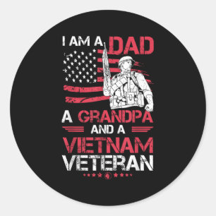 Pegatina Redonda Soy Papá Un Abuelo Y Un Veterano De Vietnam Guay Q