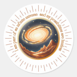Pegatina Redonda Soy parte de un universo infinito