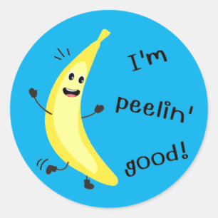 Pegatina Redonda ¡Soy Peelin' Good! - Funny Fruit Pun