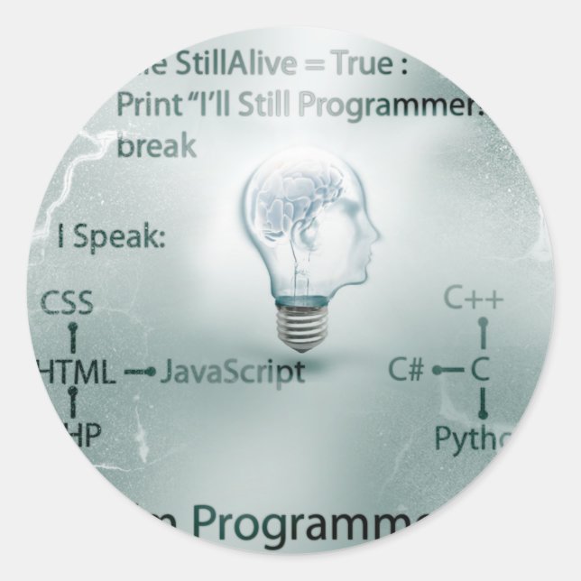 Pegatina Redonda Soy programador (Anverso)