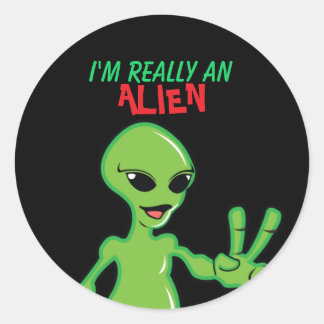 Pegatina Redonda Soy realmente un Alien