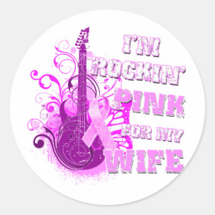 Pegatina Redonda Soy Rockin' Pink para mi esposa