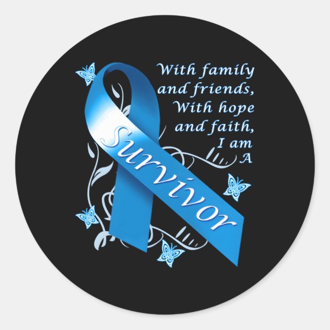 Pegatina Redonda Soy Sobreviviente De La Cinta Azul Conciencia Sobr (Anverso)