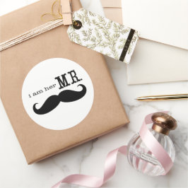 Pegatina Redonda Soy su Sr. Mustache Groom