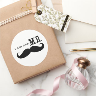 Pegatina Redonda Soy su Sr. Mustache Groom