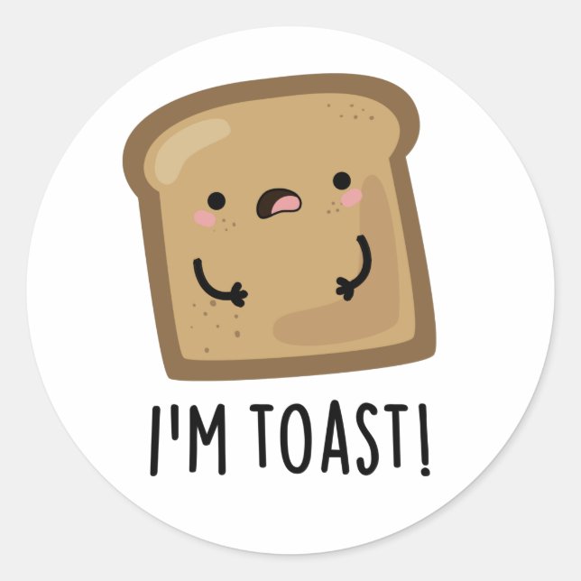 Pegatina Redonda Soy Toast Funny Bread Pun (Anverso)