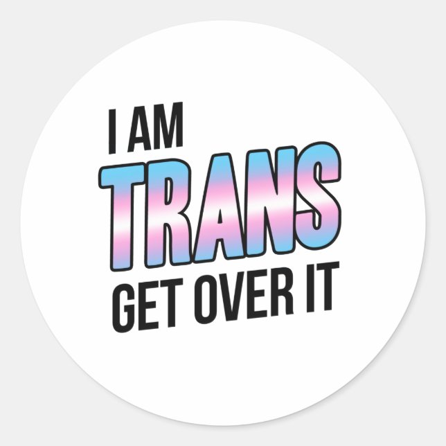 Pegatina Redonda Soy trans supéralo (Anverso)