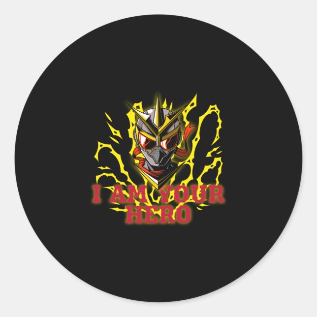 PEGATINA REDONDA SOY TU HERO (Anverso)