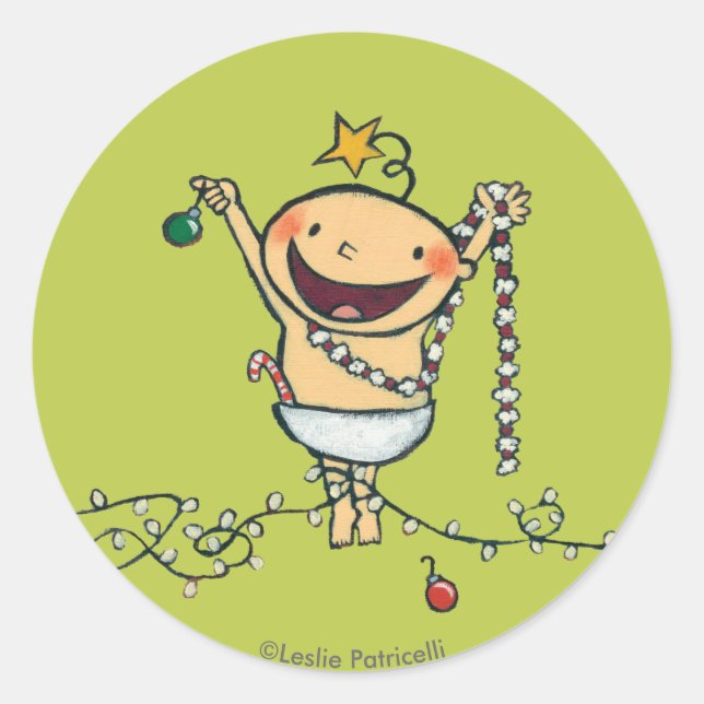 Pegatina Redonda ¡Soy un árbol de Navidad! (Anverso)