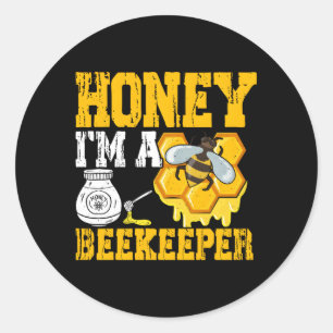 Pegatina Redonda Soy Un Beekeeper Beekeeg Expert Apiary Honey
