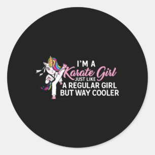 Pegatina Redonda Soy un Chica de Karate Unicorn como normal