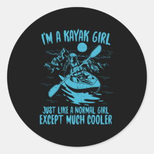 Pegatina Redonda Soy Un Chica Kayak