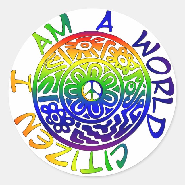 Pegatina Redonda Soy Un Ciudadano Mundial (Anverso)