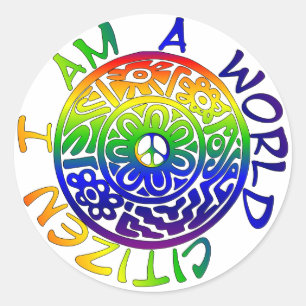 Pegatina Redonda Soy Un Ciudadano Mundial