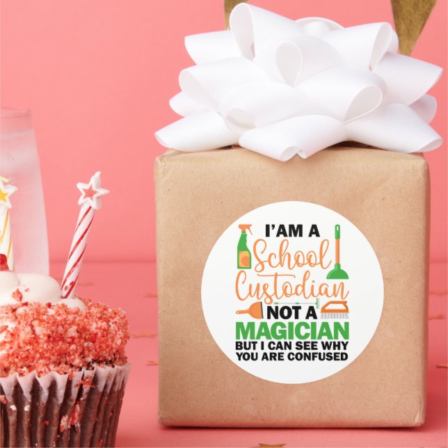 Pegatina Redonda Soy un curador de escuela Guay Sarcástico diciendo (Fiesta)